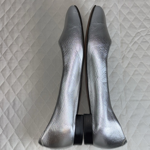 LEWIT METALLIC SILVER BALLERINA FLAT LEATHER Size 41, 10.5 - Picture 2 of 12